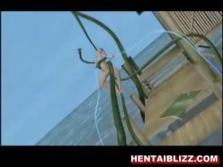 3d lebhaft hentai eskort wird gefickt von riesig tentac