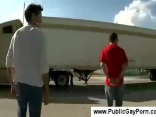 Gay youth gives a blowjob in public